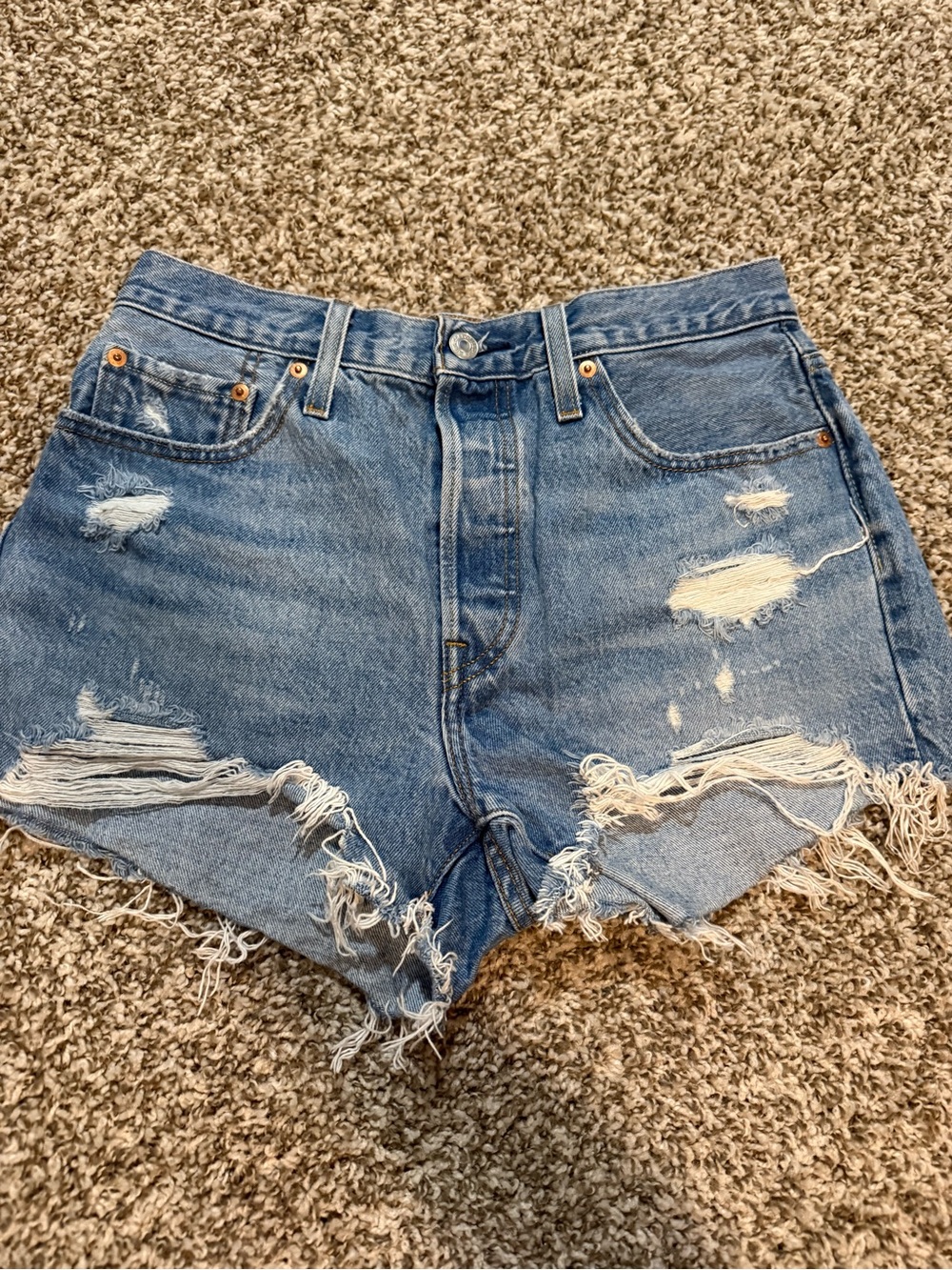 Levi's Distressed Blue Denim Cutoff Shorts